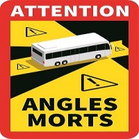 Truck sticker for bus, Angles morts sticker, heavy vehicle blind spot, vignal d14991